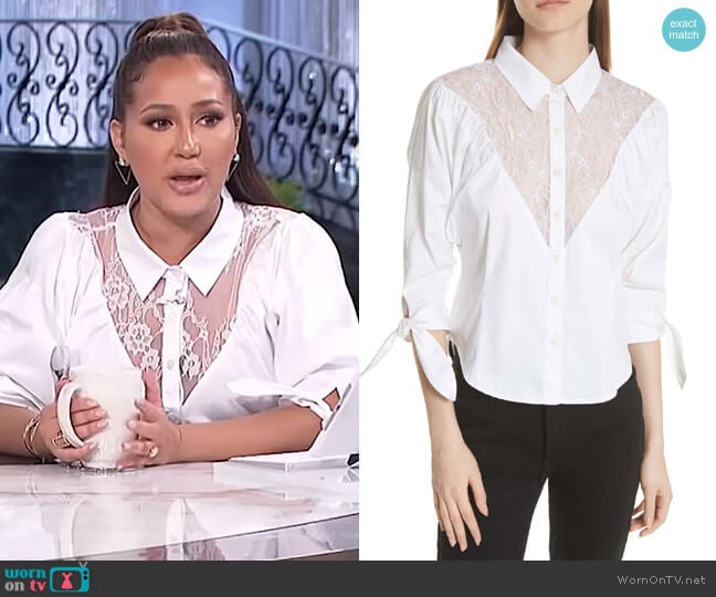 Lace Yoke Shirt by Opening Ceremony worn by Adrienne Houghton on The Real