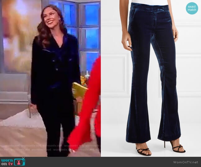 Hall velvet flared pants by Rachel Zoe worn by Abby Huntsman on The View