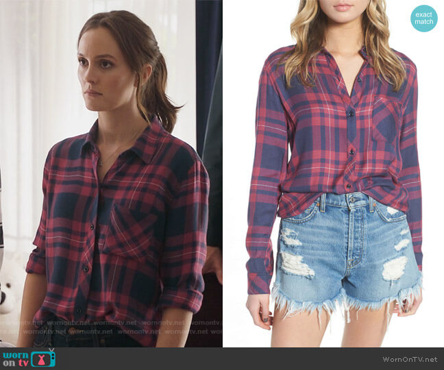 Hunter Shirt in Rouge Indigo by Rails worn by Angie (Leighton Meester) on Single Parents