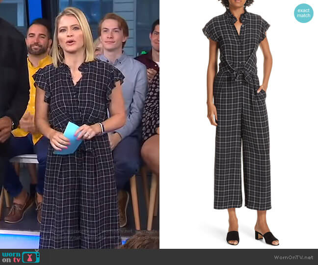 Plaid Silk Jumpsuit by Rebecca Taylor worn by Sara Haines  on Good Morning America