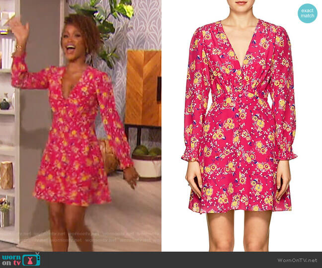 Eve Floral Silk Minidress by Saloni worn by Eve on The Talk