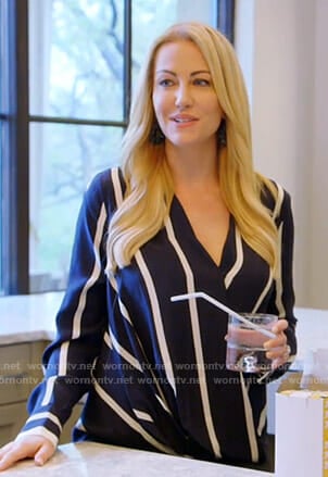 Stephanie's navy striped blouse on The Real Housewives of Dallas