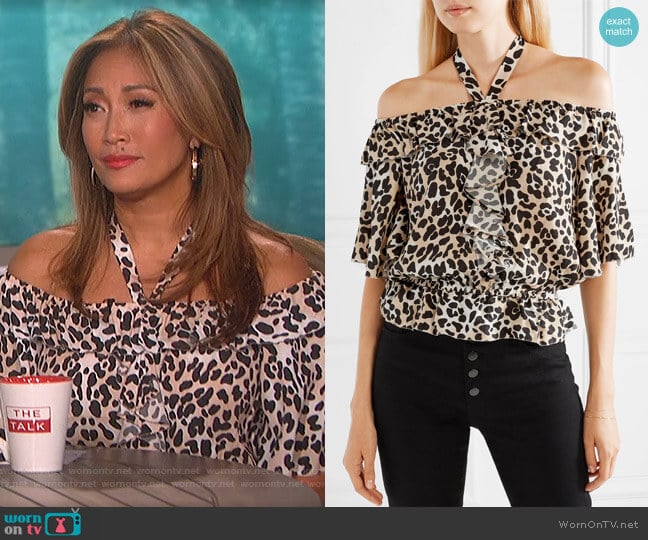 Leopard Print Blouse by Temperley London worn by Carrie Inaba on The Talk