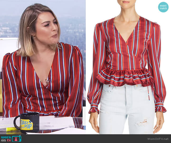 Striped Wrap Top by The Fifth Label worn by Carissa Loethen Culiner on E! News