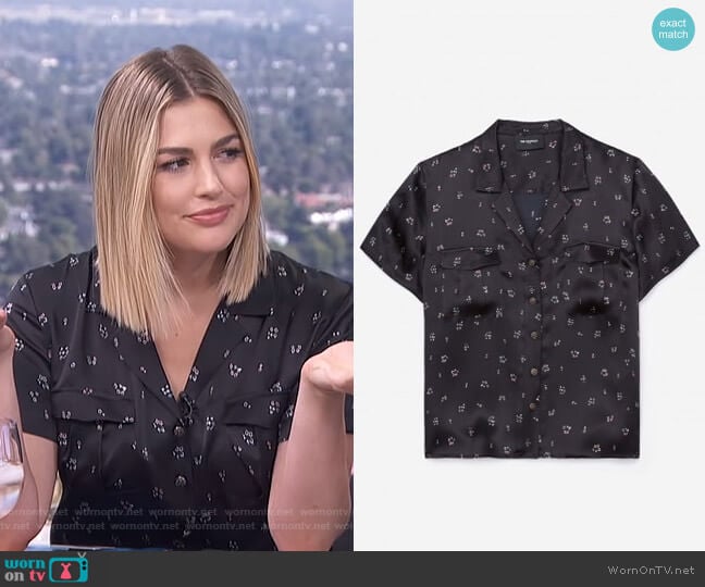 Silk Shirt with 1950s Flowers Print by The Kooples worn by Carissa Loethen Culiner  on E! News