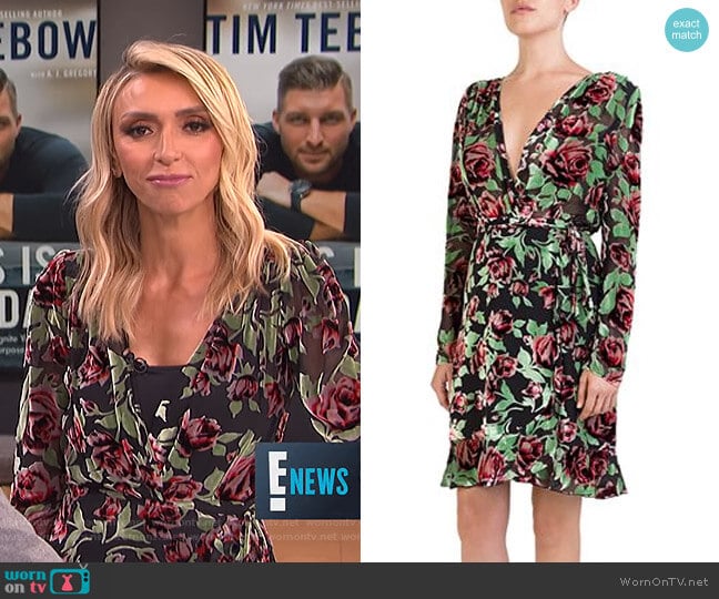 Rose Burnout Velvet Wrap Dress by The Kooples worn by Giuliana Rancic on E! News