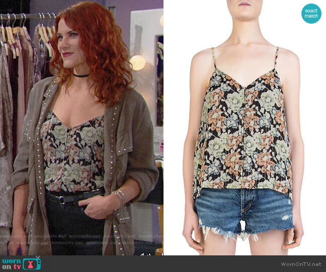 The Kooples Wanted Floral-Print Cami worn by Sally Spectra (Courtney Hope) on The Bold and the Beautiful