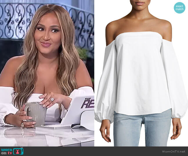 Laureema Off-The-Shoulder Top by Theory worn by Adrienne Houghton on The Real