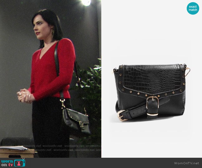 Topshop Romeo Crocodile Effect Cross Body Bag worn by Tessa Porter (Cait Fairbanks) on The Young & the Restless