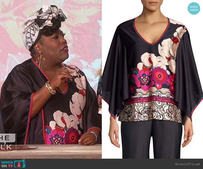 Agate Cape Sleeve Top by Trina Turk worn by Sheryl Underwood on The Talk