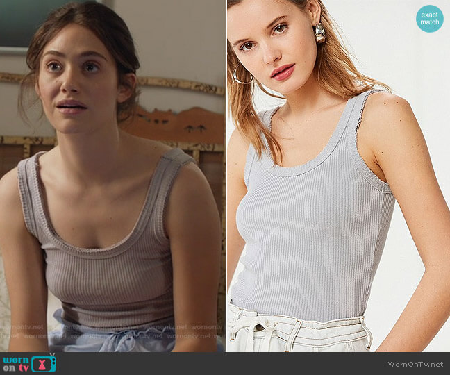 Ribbed Knit Cropped Tank Top by Urban Outfitters worn by Fiona Gallagher (Emmy Rossum) on Shameless
