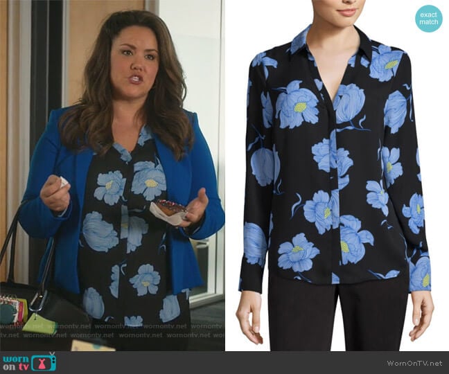 Modern Fit Long Sleeve Button-front Shirt by Worthington at JCPenney worn by Katie Otto (Katy Mixon) on American Housewife