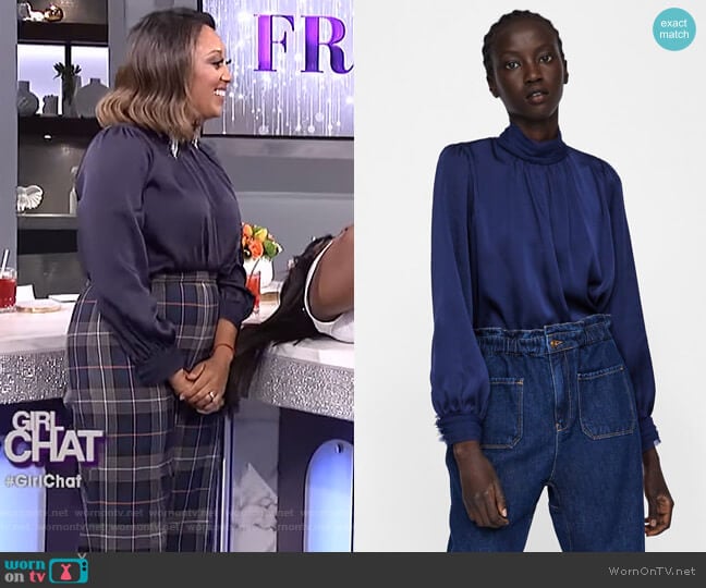 Satin Blouse by Zara worn by Tamera Mowry on The Real