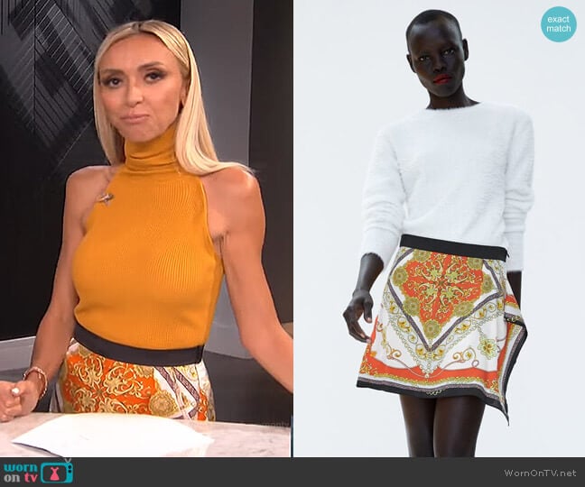 Skort with Chain Print by Zara worn by Giuliana Rancic on E! News