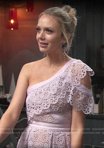 Abby’s purple lace one-shoulder dress on The Young and the Restless