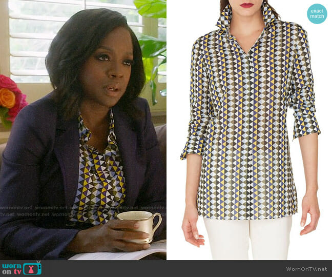 Akris Diamond Print Cotton Voile Tunic Blouse worn by Annalise Keating (Viola Davis) on How to Get Away with Murder