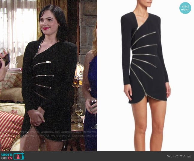 Alexander Wang Zip-Detail Long-Sleeve Mini Dress worn by Tessa Porter (Cait Fairbanks) on The Young and the Restless