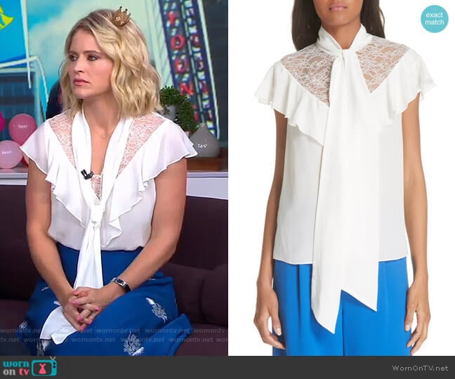 Terry Blouse by Alice + Olivia worn by Sara Haines on Good Morning America