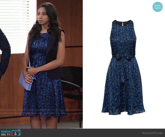 Banana Republic Leopard Print Racer-Neck Fit-and-Flare Dress worn by Shauna (Camryn Hamm) on The Young and the Restless