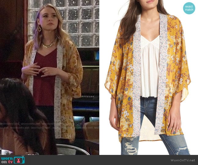 Band of Gypsies Mix Print Kimono worn by Kiki Jerome (Hayley Erin) on General Hospital