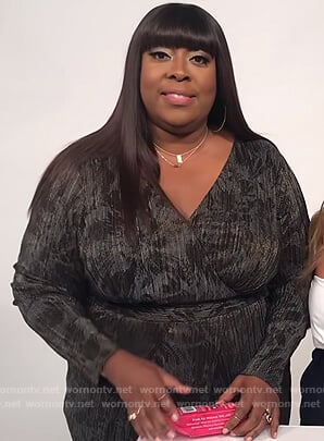 Loni's black pleated wrap dress on The Real