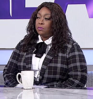 Loni’s black plaid suit on The Real