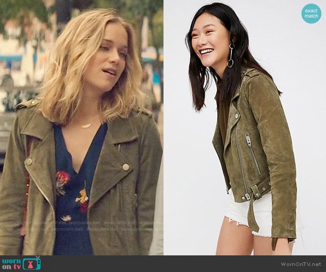 Blank NYC Suede Moto Jacket worn by Guinevere Beck (Elizabeth Lail) on You