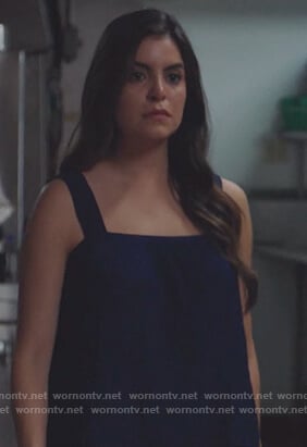 Isabela’s blue square neck top on Queen of the South