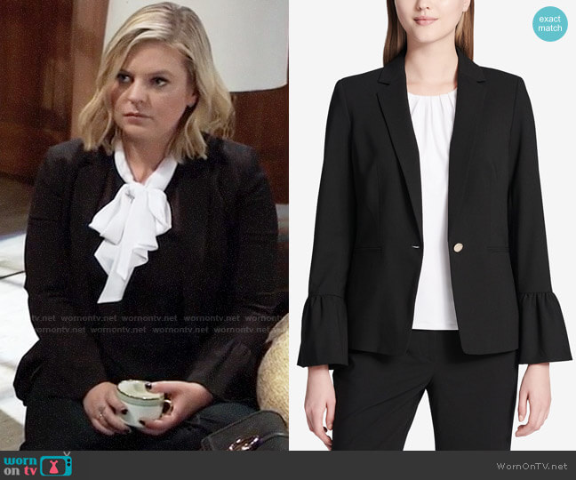 Calvin Klein Bell Sleeve Blazer worn by Maxie Jones (Kirsten Storms) on General Hospital