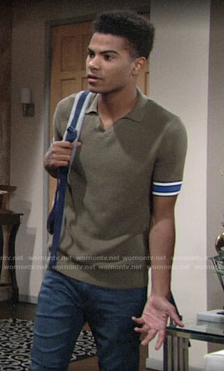 Charlie's green polo shirt with striped sleeves on The Young and the Restless