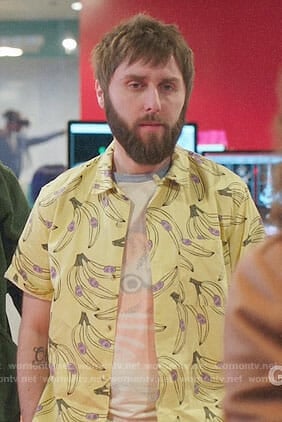 Chewey’s banana print shirt on I Feel Bad