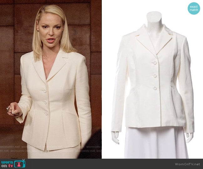 Christian Dior Structured Notched Lapel Blazer worn by Samantha Wheeler (Katherine Heigl) on Suits