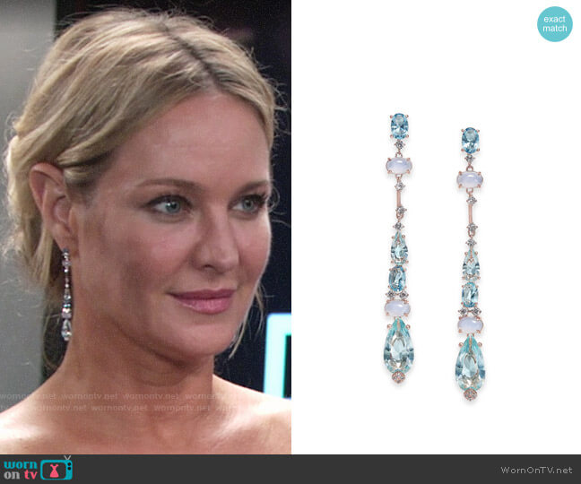 Danori Cubic Zirconia Linear Drop Earrings worn by Sharon Newman (Sharon Case) on The Young and the Restless