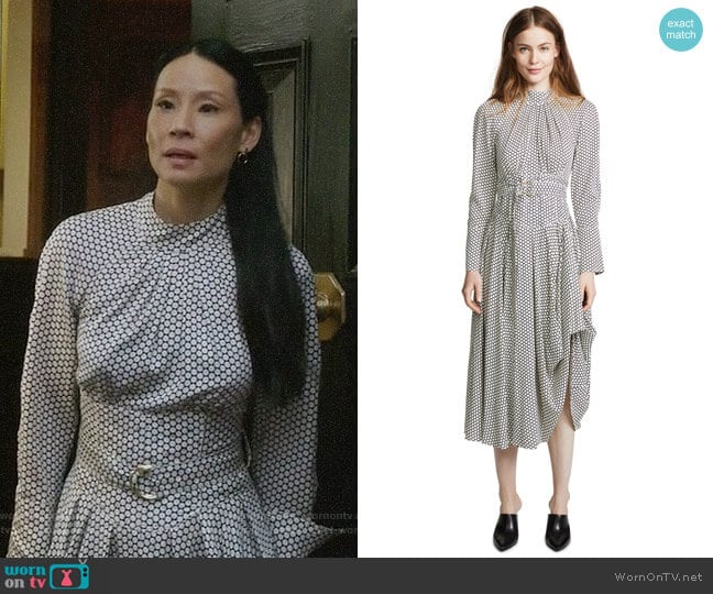 Diane von Furstenberg High Neck Halter Dress worn by Joan Watson (Lucy Liu) on Elementary