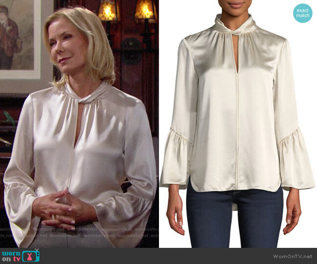 Elie Tahari Laraib Blouse worn by Brooke Logan (Katherine Kelly Lang) on The Bold and the Beautiful