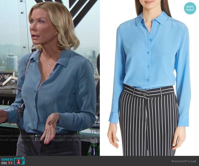 Equipment Essential Silk Shirt worn by Brooke Logan (Katherine Kelly Lang) on The Bold and the Beautiful