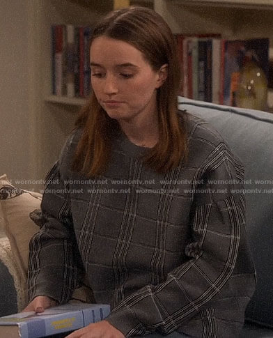 Eve's grey checked sweater on Last Man Standing