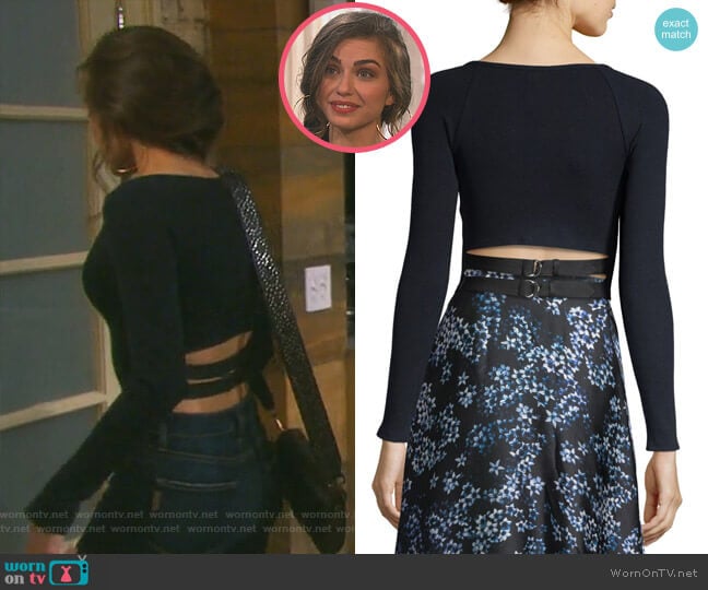 Back Buckle Sweater by Fleur du Mal worn by Ciara Brady (Victoria Konefal) on Days of our Lives