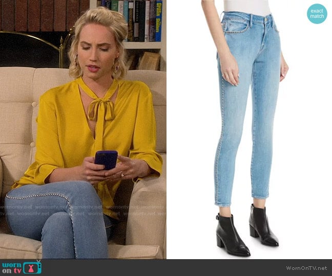 Frame Le Studded High-Waist Skinny Jeans worn by Mandy Baxter (Molly McCook) on Last Man Standing