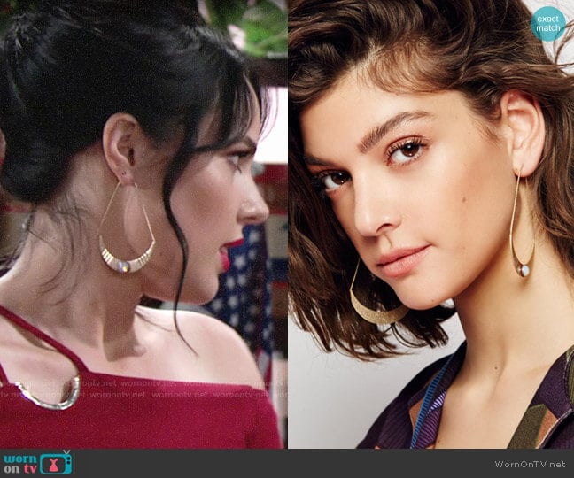 Free People Rock Out Pendulum Hoops  worn by Tessa Porter (Cait Fairbanks) on The Young and the Restless