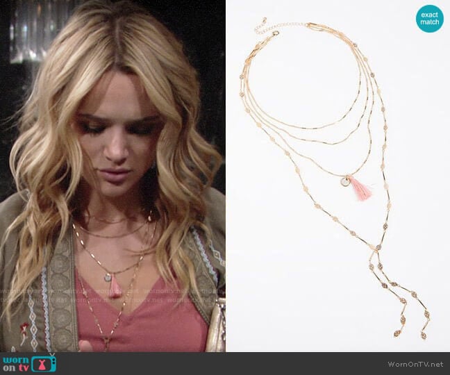 Free People Tiny Tassel Necklace  worn by Summer Newman (Hunter King) on The Young and the Restless