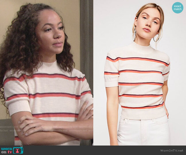 WornOnTV: Mattie’s cream striped short sleeve sweater on The Young and ...