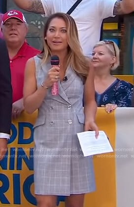 Ginger's grey checked blazer dress on Good Morning America