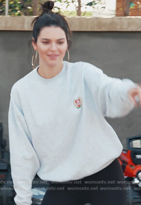 Kendall’s gray sweatshirt on Keeping Up with the Kardashians