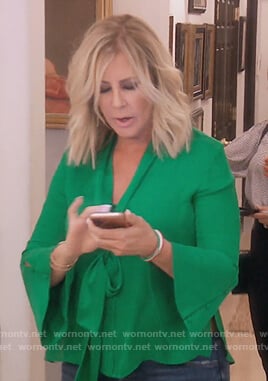 Vicki’s green bell sleeve blouse on The Real Housewives of Orange County