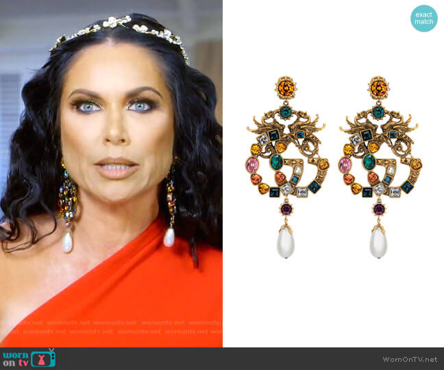 Crystal Double G earrings by Gucci worn by LeeAnne Locken on The Real Housewives of Dallas