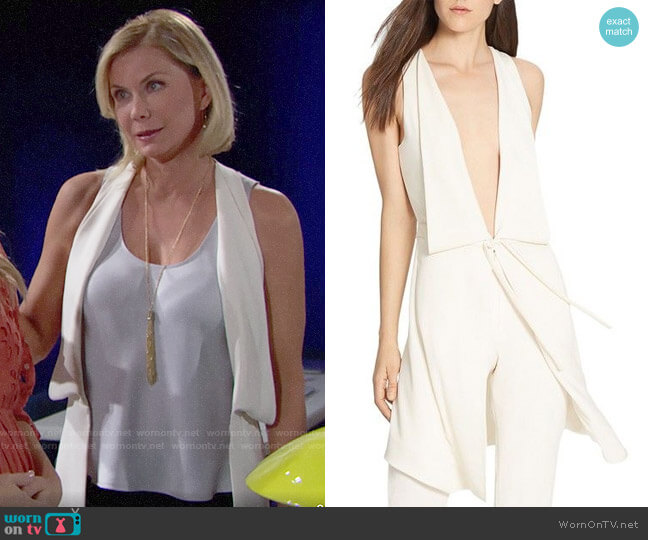 Halston Heritage Plunge Tie Front Vest worn by Brooke Logan (Katherine Kelly Lang) on The Bold and the Beautiful