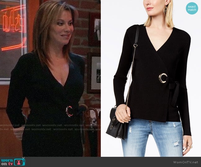 INC International Concepts Grommet Wrap Sweater worn by Alexis Davis (Nancy Lee Grahn) on General Hospital