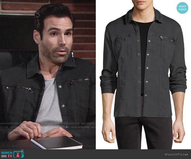 John Varvatos Star USA Denim Knit Shirt Jacket worn by Rey Rosales (Jordi Vilasuso) on The Young and the Restless