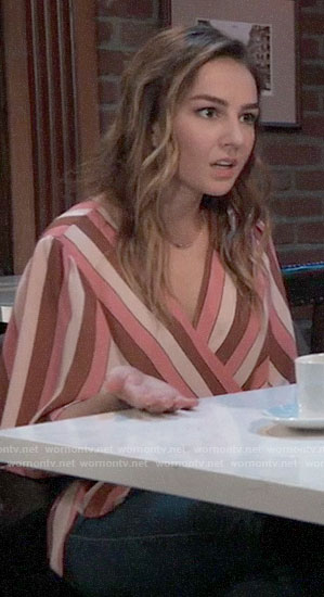 Kristina’s pink striped wrap top on General Hospital